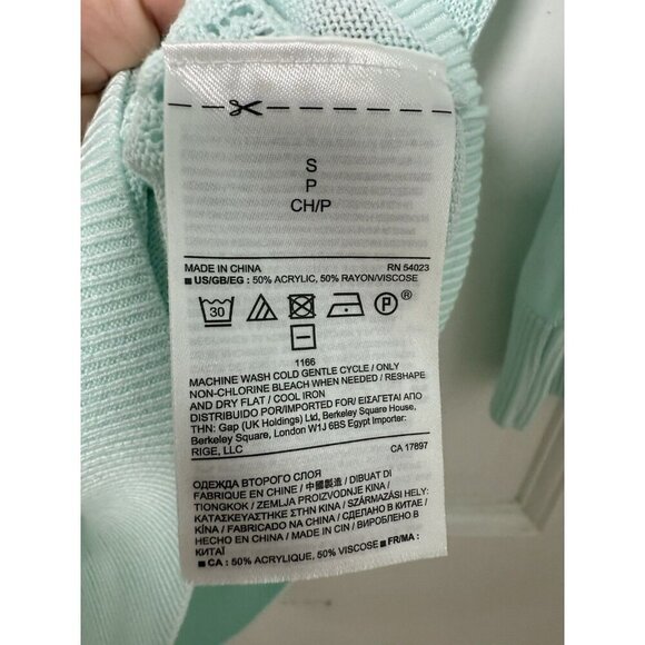 Banana Republic Pale Mint Knit 3/4 Sleeve Sweate Women’s Small EUC - Picture 6 of 9